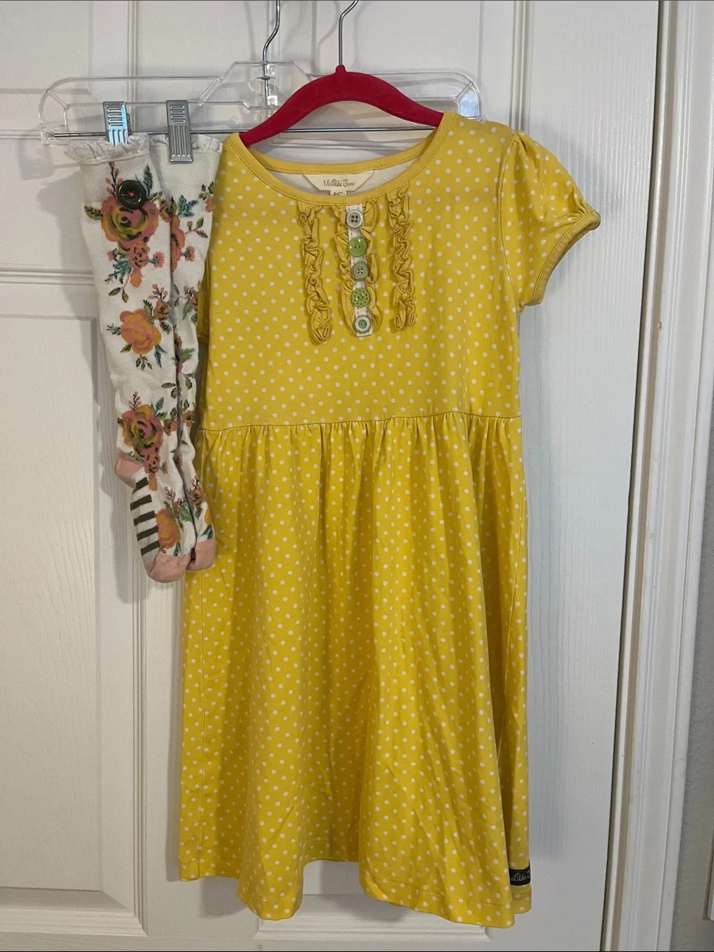 Matilda Jane Sunny Yellow Polka Dot Dress with Socks 6
